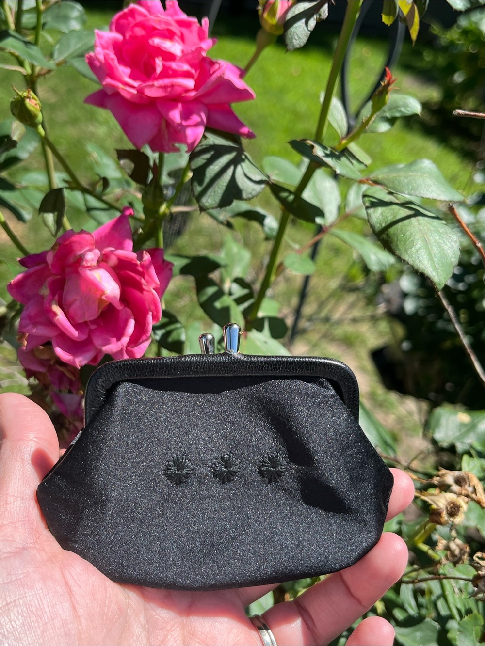 Vintage Y2K Kate Spade Satin Evening Clutch matching Kisslock Coin Purse Italy - Picture 9 of 16